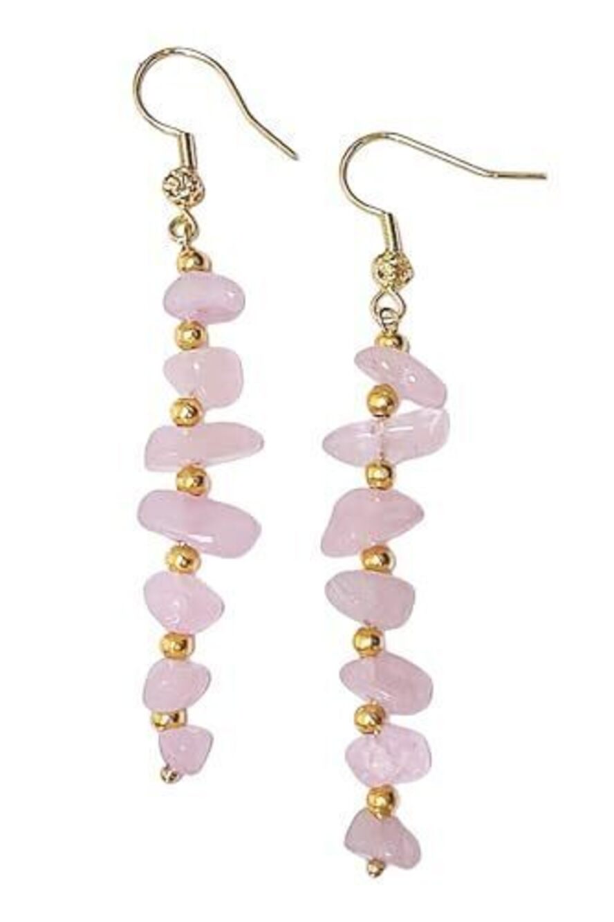 1396 Pink Rose Quartz Earrings , Natural Birthstone Jewelry, 18k Gold